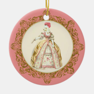 Marie Antoinette White Pudel Ornamet Julgransprydnad Keramik
