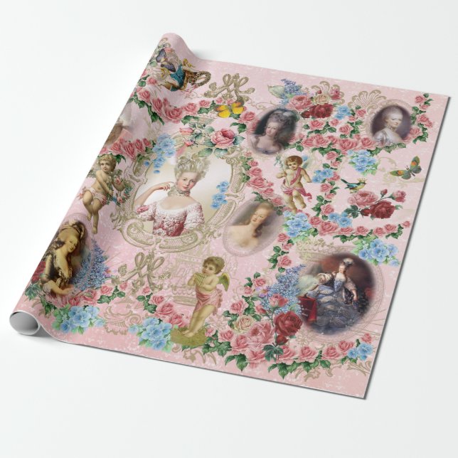 Marie Antoinette Wrapping Pappra Ro i Versailles Presentpapper (Utrullad)