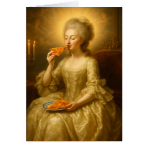 Marie äter pizza digital konst hälsningskort