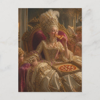 Marie äter pizza digital konst vykort