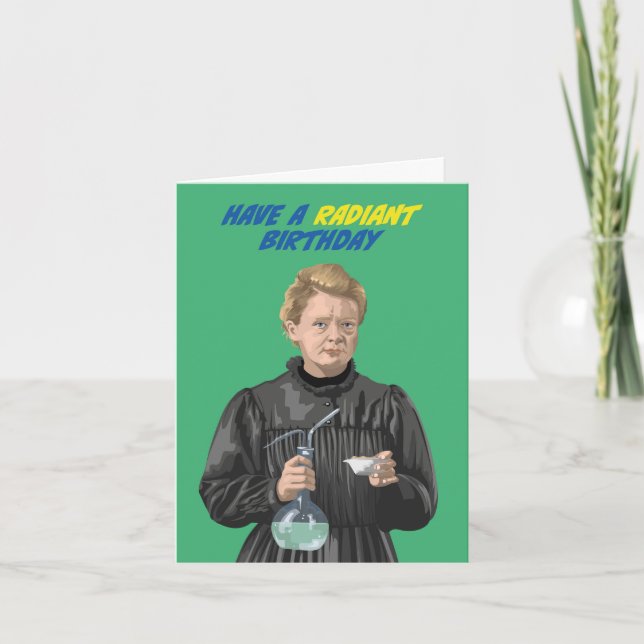 Marie Curie har en strålande födelsedag Kort (Framsida)