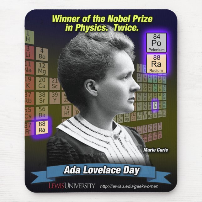 Marie Curie Mousepad Musmatta (Framsidan)