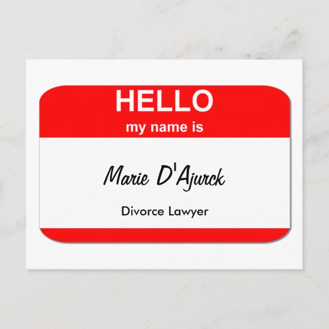 Marie D'Ajurck, Divorce Lawyer Vykort (Framsida)
