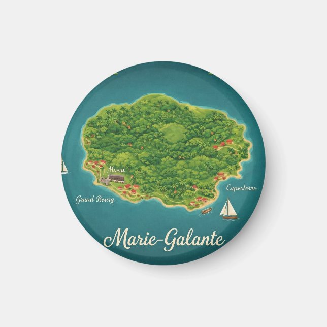 Marie-Galante – Illustrated Island Magnet (Framsidan)