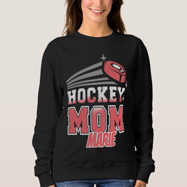 Marie Hockey Mom With Puck Womens T Shirt (Framsida)