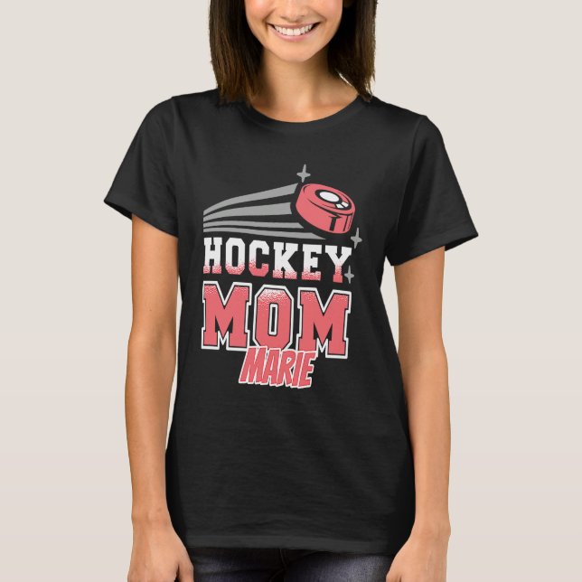 Marie Hockey Mom With Puck Womens T Shirt (Framsida)