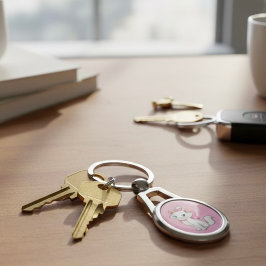 Marie Keychain Ovalt Silverfärgad Nyckelring