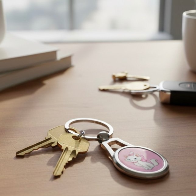 Marie Keychain Ovalt Silverfärgad Nyckelring (Skapare uppladdad)