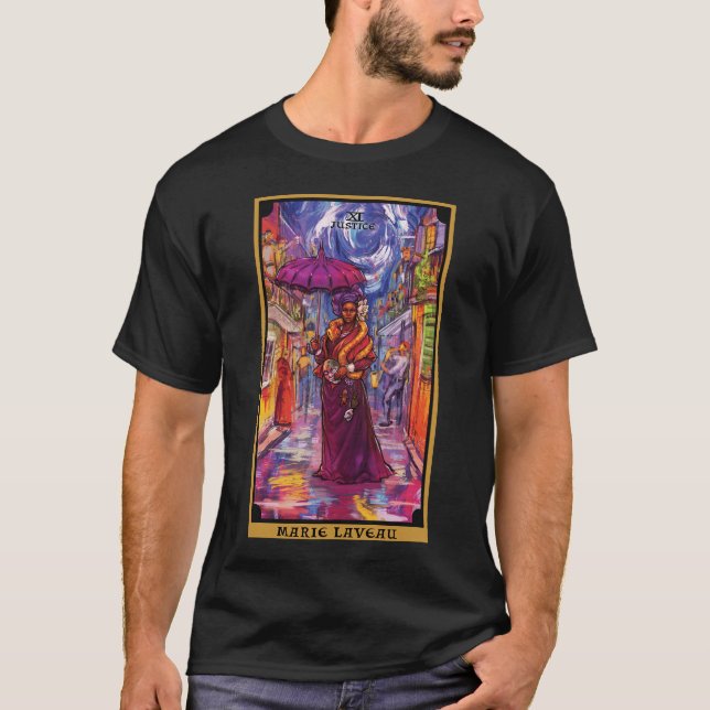 Marie Laveau Justice Tarot Card Apparatur T Shirt (Framsida)