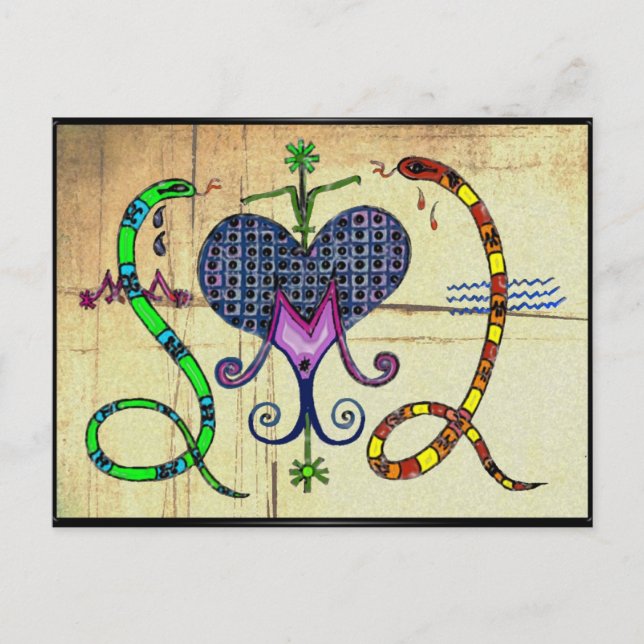 Marie Laveau Voodoo Vévé Vykort (Framsida)