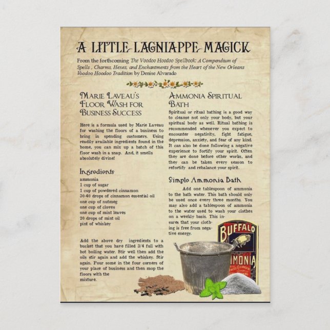 Marie Laveau's Golv Tvättar för framgång i närings Vykort (Framsida)