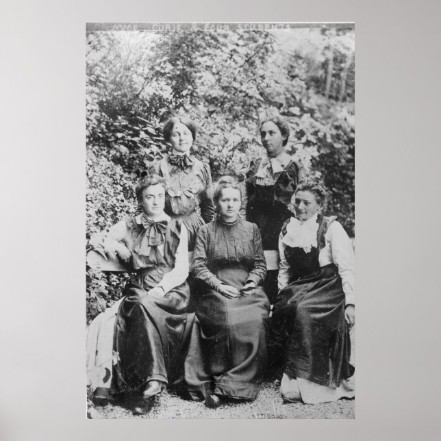 Marie Sklodowska Curie med hennes fyra Studenter Poster (Framsidan)