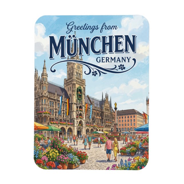 Marienplatz, München Tyskland Magnet (Vertikal)