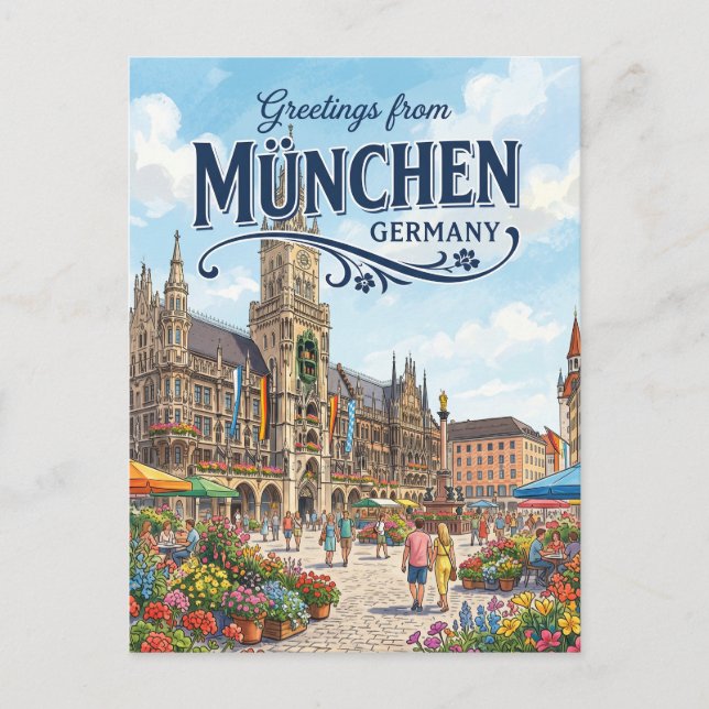 Marienplatz, München Tyskland Vykort (Framsida)