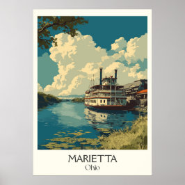 Marietta Ohio River Town Historic Riverboat Life Poster