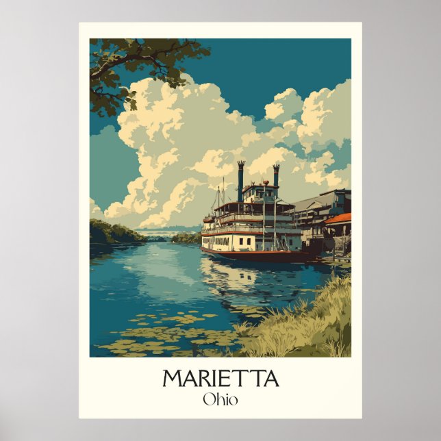 Marietta Ohio River Town Historic Riverboat Life Poster (Framsidan)