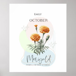 Marigold Birth Flower i oktober Poster