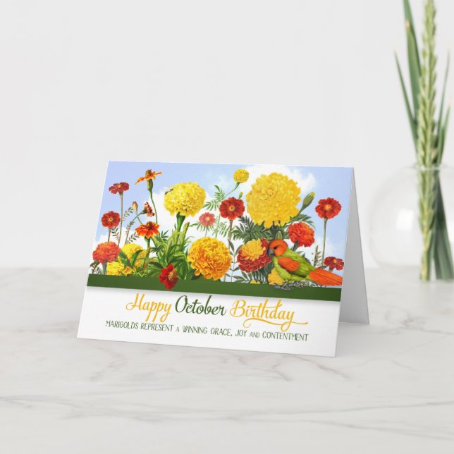 Marigold Birthday Garden i oktober Kort (Framsida)