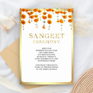 Marigold Blommig Sydindisk Bröllop Sangeet Tilläggskort
