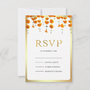 Marigold Blommig Sydindisk Mandap Hinduisk Bröllop OSA Kort