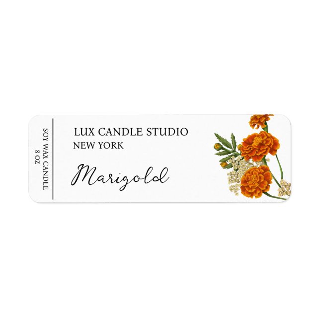 Marigold Candle-etikett Returadress Etikett (Framsidan)