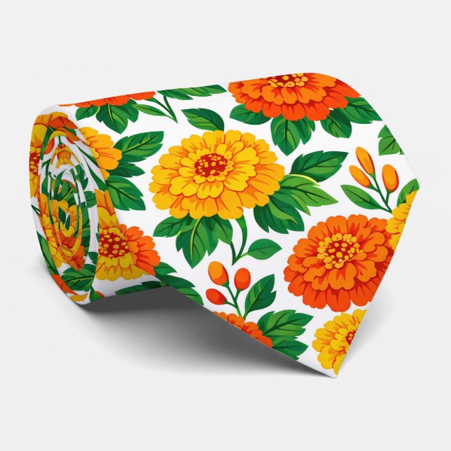 Marigold Fiesta Slipknyt (Orange Bakgrund) Slips (Rullad)