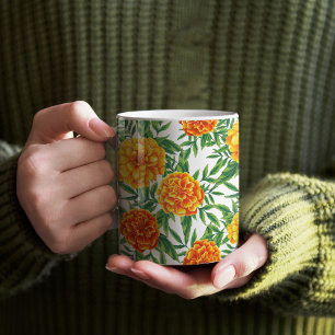 Marigold Flower Mönster Kaffemugg