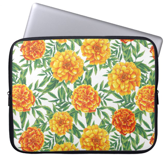 Marigold Flower Mönster Laptop Fodral (Framsidan)