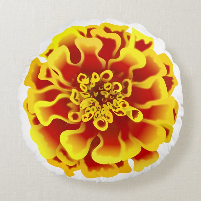 Marigold Flower Rund Kudde (Framsidan)