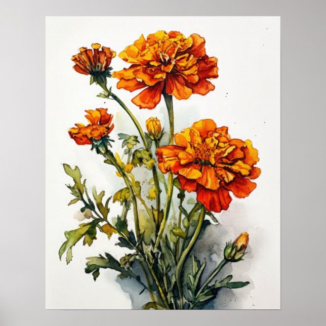 Marigold Flowers Art Print Poster (Framsidan)