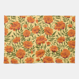 Marigold Flowers Mönster Kökshandduk