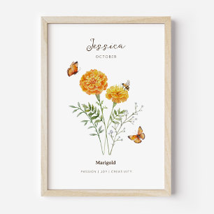 Marigold Födelsemånad Blomma Affisch