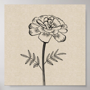 Marigold för oktober Flower Poster