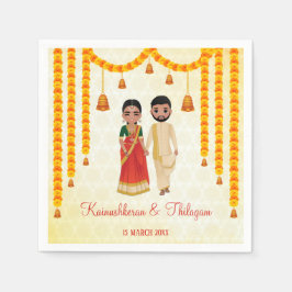 Marigold garlands klockor med Tamil Telugu bröllop Pappersservett