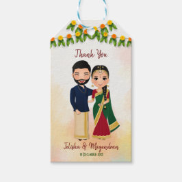 Marigold garlands med Hindu-paret Tamil bröllop Presentetikett