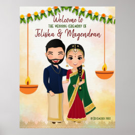 Marigold garlands Tamil bröllop välkomstskylt Poster