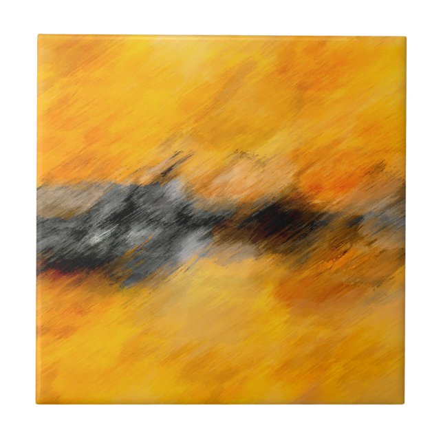 Marigold, grått och bränd citronabstrakt kakelplatta (Framsidan)