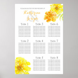 Marigold gult Bröllop Sittande Bord Planner 1-8 Poster