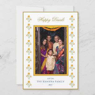 Marigold Gult Guld foto Diwali Hälsning Julkort
