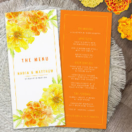 Marigold gult orange vattencolor bröllop meny