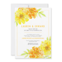 Marigold gult orange, vattenfärgsblommor bröllop