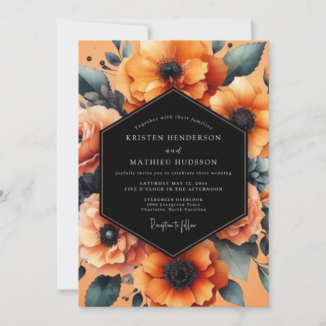 Marigold Noir Painterly Wedding Inbjudningar (Framsida)