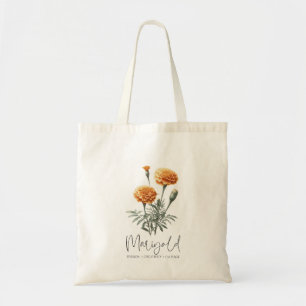 Marigold oktober Birth Flower Anpassningsbar Perso Tygkasse