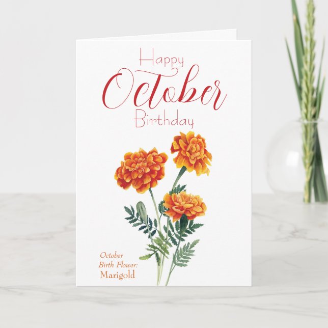 Marigold oktober Birth Flower Birthday Kort (Framsida)