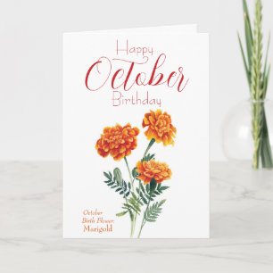 Marigold oktober Birth Flower Birthday Kort