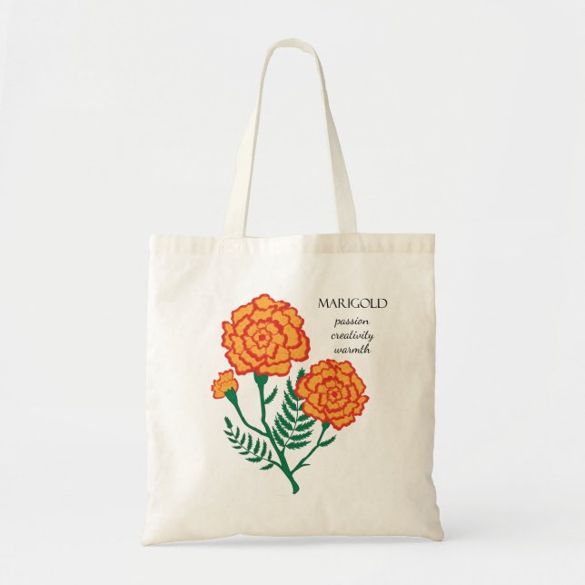 Marigold oktober Birth Month Flower Bag Tygkasse (Framsidan)