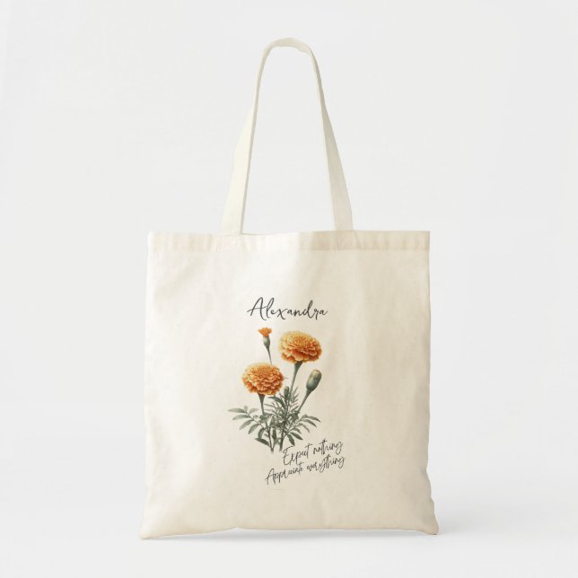 Marigold-oktober - eget namn för blommans blomma tygkasse (Framsidan)