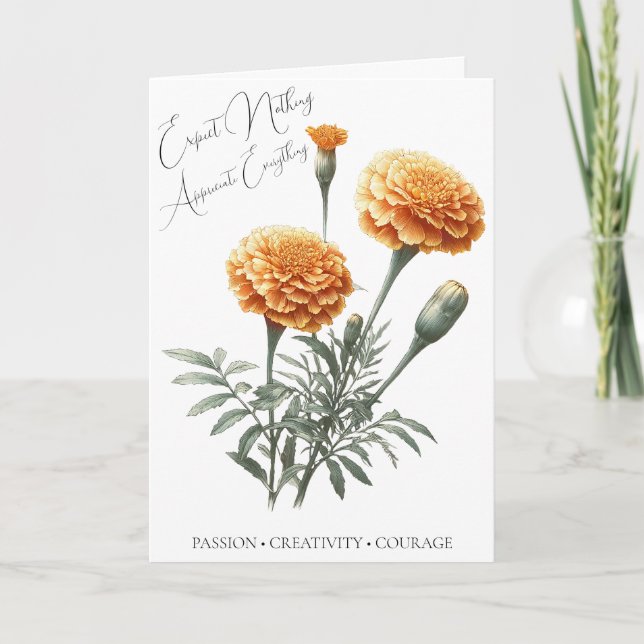 Marigold-oktober födelsedag Flower Birthday Card Kort (Framsida)