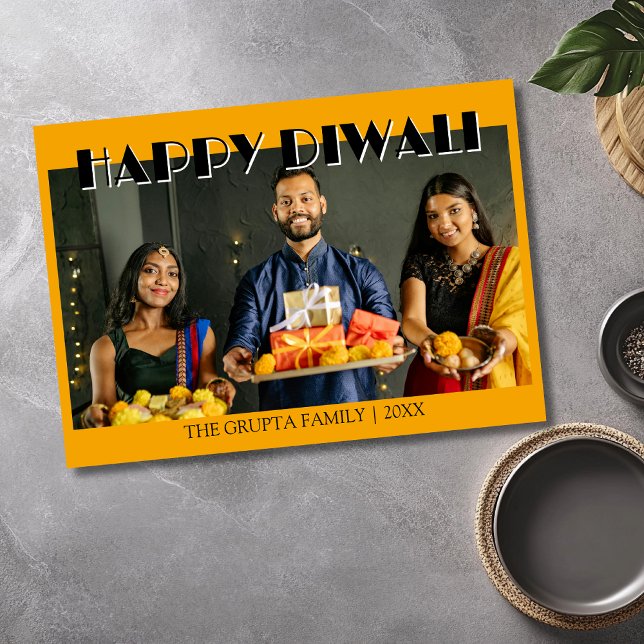 Marigold Orange Traditional Photo Happy Diwali  Julkort (Skapare uppladdad)
