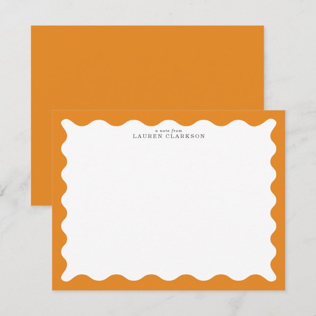 Marigold Orange Wavy Frame Note Card Inbjudningar (Fram/baksida)
